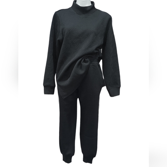 SSYS Pants - Oversized Women Mockneck Textured Tracksuit Winter Thick Knitted Pants Suits